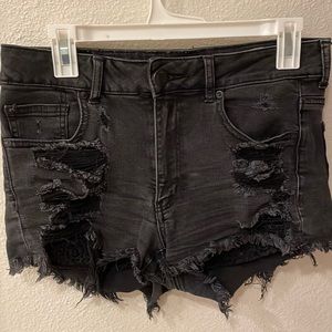 American Eagle black denim shorts 6